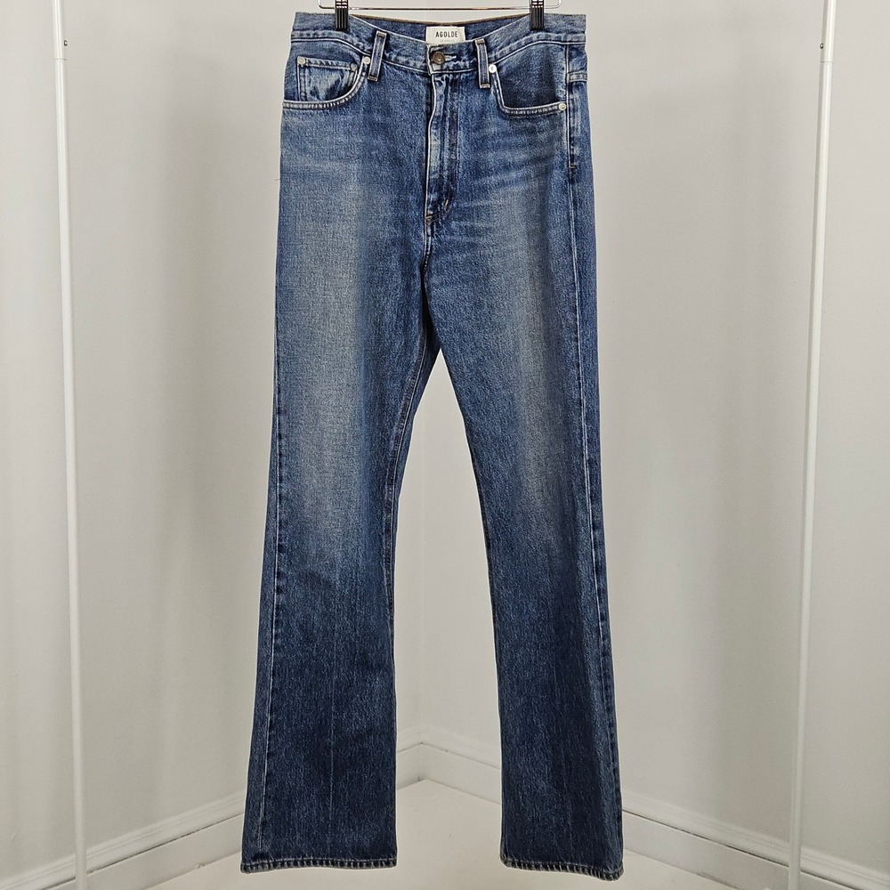AGOLDE Vintage Flare Jeans Womens 28 x 32 Blue Organic Cotton REPAIRED